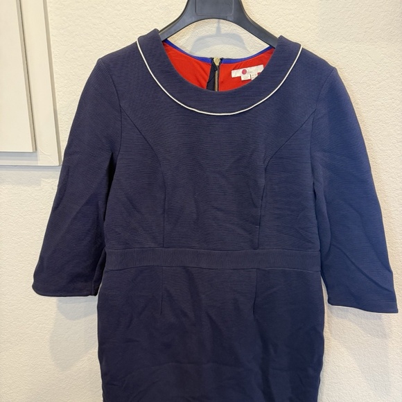 Biden Mia Ottoman Navy Midi Sheath Dress Women's Sz 14 Classic Preppy Academia - Picture 2 of 7